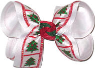 Medium Christmas Trees over White Double Layer Overlay Bow